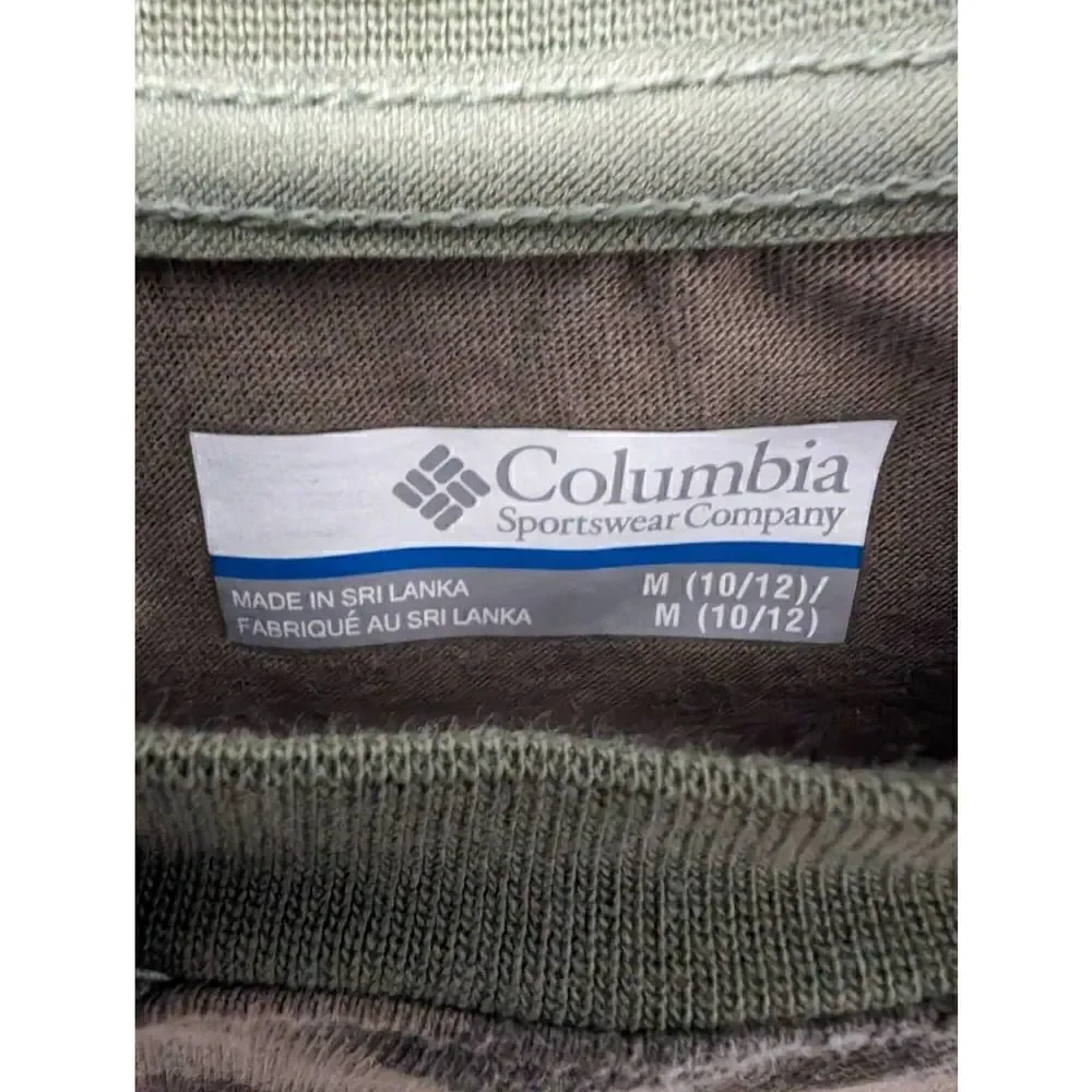COLUMBIA Shirt Green Camo with Hoodie Youth Medium